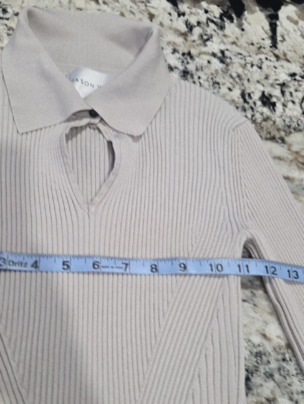 Jason Wu Cream Ribbed Collared Knit Top - Picture 6 of 7